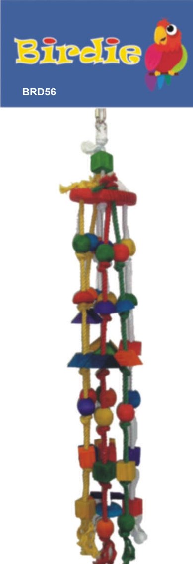 Birdie Jumbo Multi Block Triangle and Bead Hanger strung full length with angular blocks