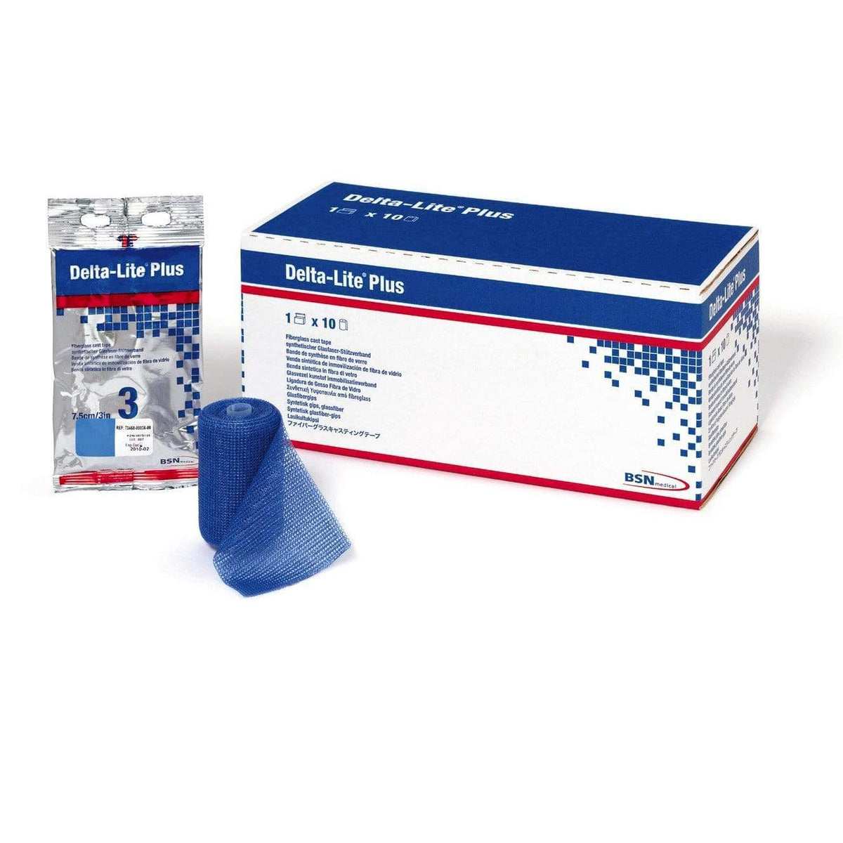 BSN medical Delta-Lite Plus fibreglass casting tape, blue 10cm shown