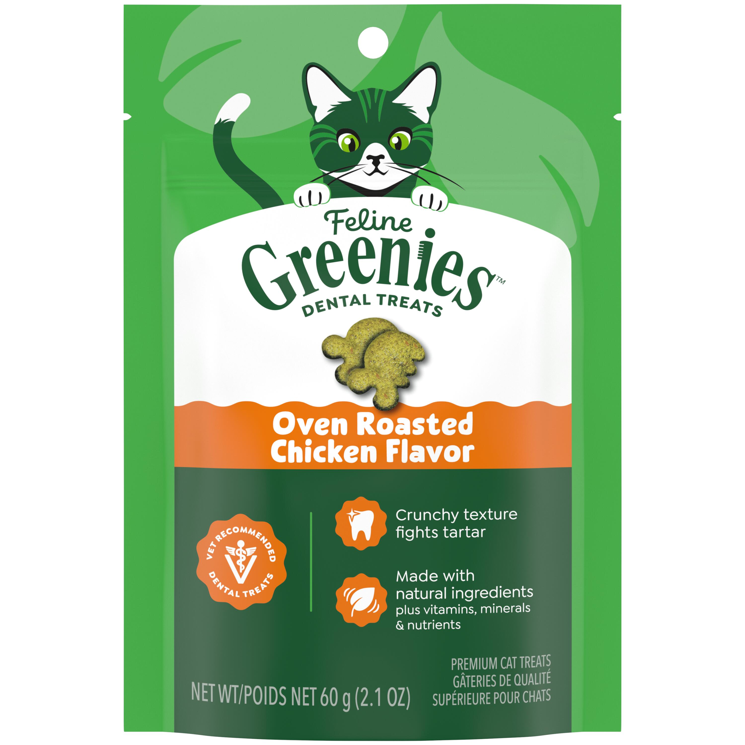 GREENIES Feline Dental Cat Treat Oven-Roasted Chicken Flavour front of pack