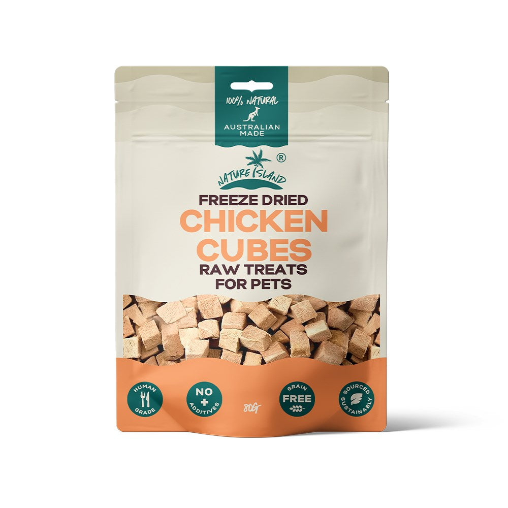 Nature Island Freeze Dried Chicken Breast Cube Human-Grade Raw Pet Treats