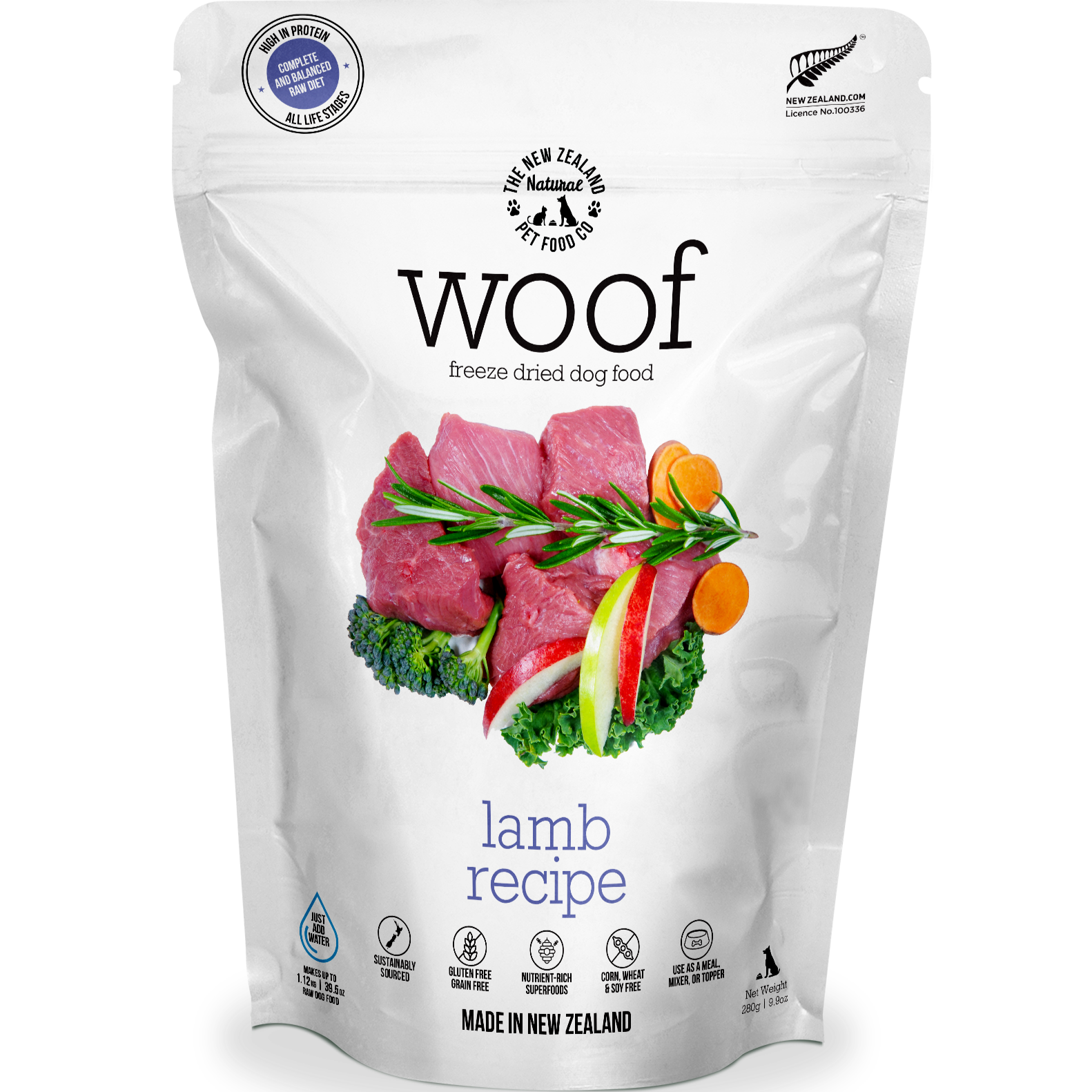 The New Zealand Natural Woof Freeze Dried Dog Food Lamb