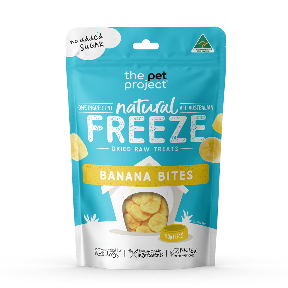 The Pet Project Freeze Dried Dog Treats Banana Bites - 50g | PeekAPaw Pet Supplies