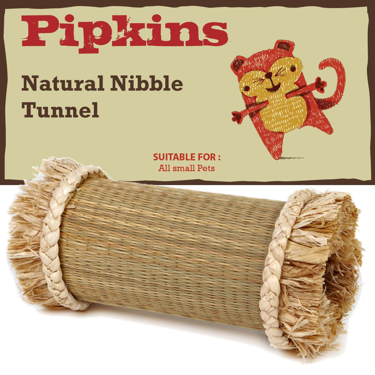 Pipkins Small Pet Seagrass & Corn Nibble Tunnel woven hideout