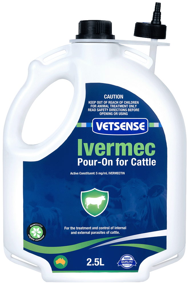 Vetsense Ivermec Pour-On for Cattle 2.5L pack