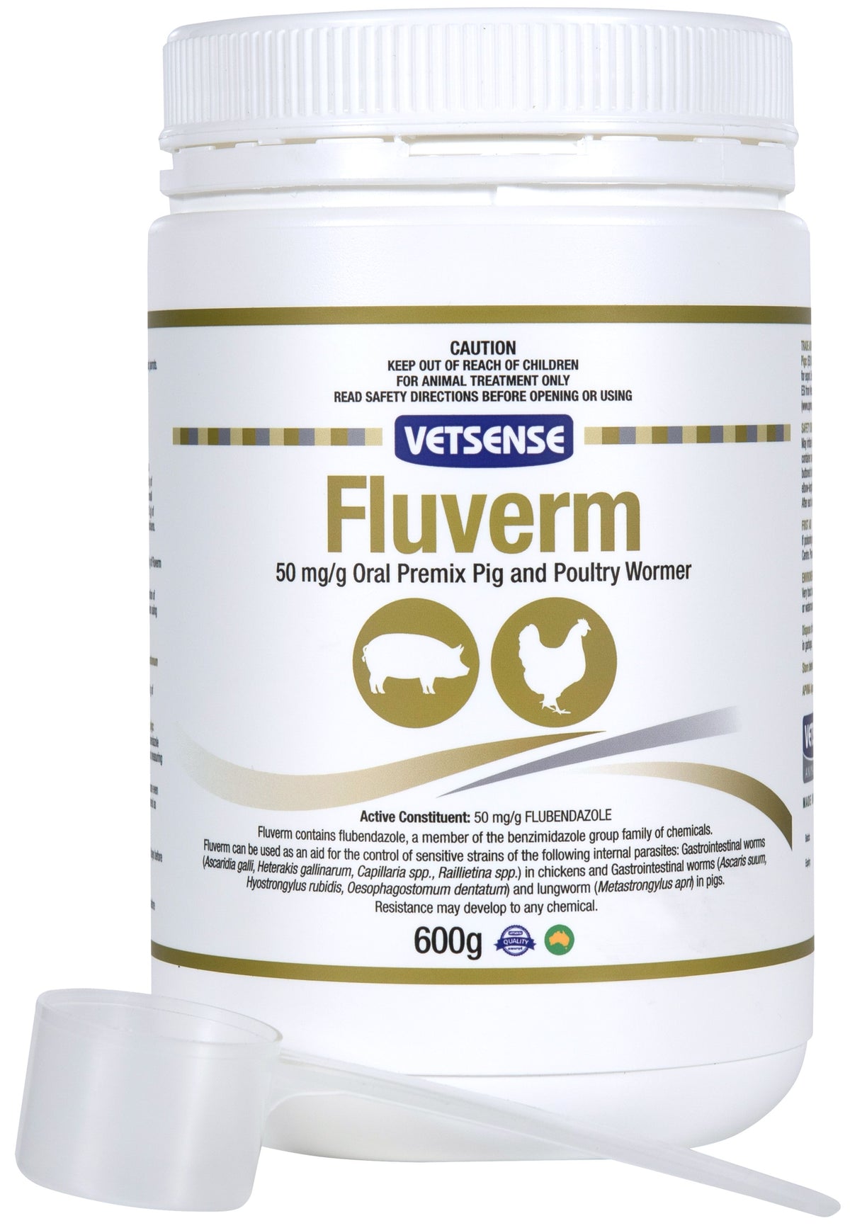 Vetsense Fluverm Oral Premix Pig & Poultry Wormer 600g pack