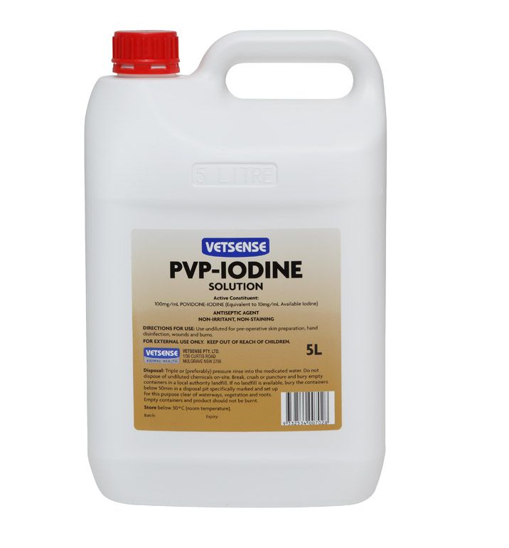 Vetsense PVP Iodine 10% Solution 5L pack
