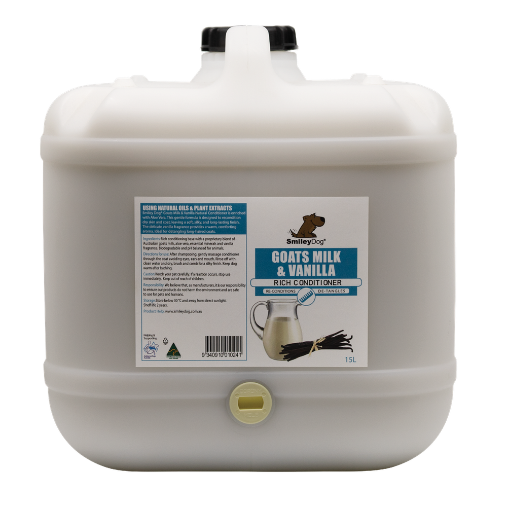 Smiley Dog Natural Goats Milk & Vanilla Conditioner - 15L | PeekAPaw Pet Supplies