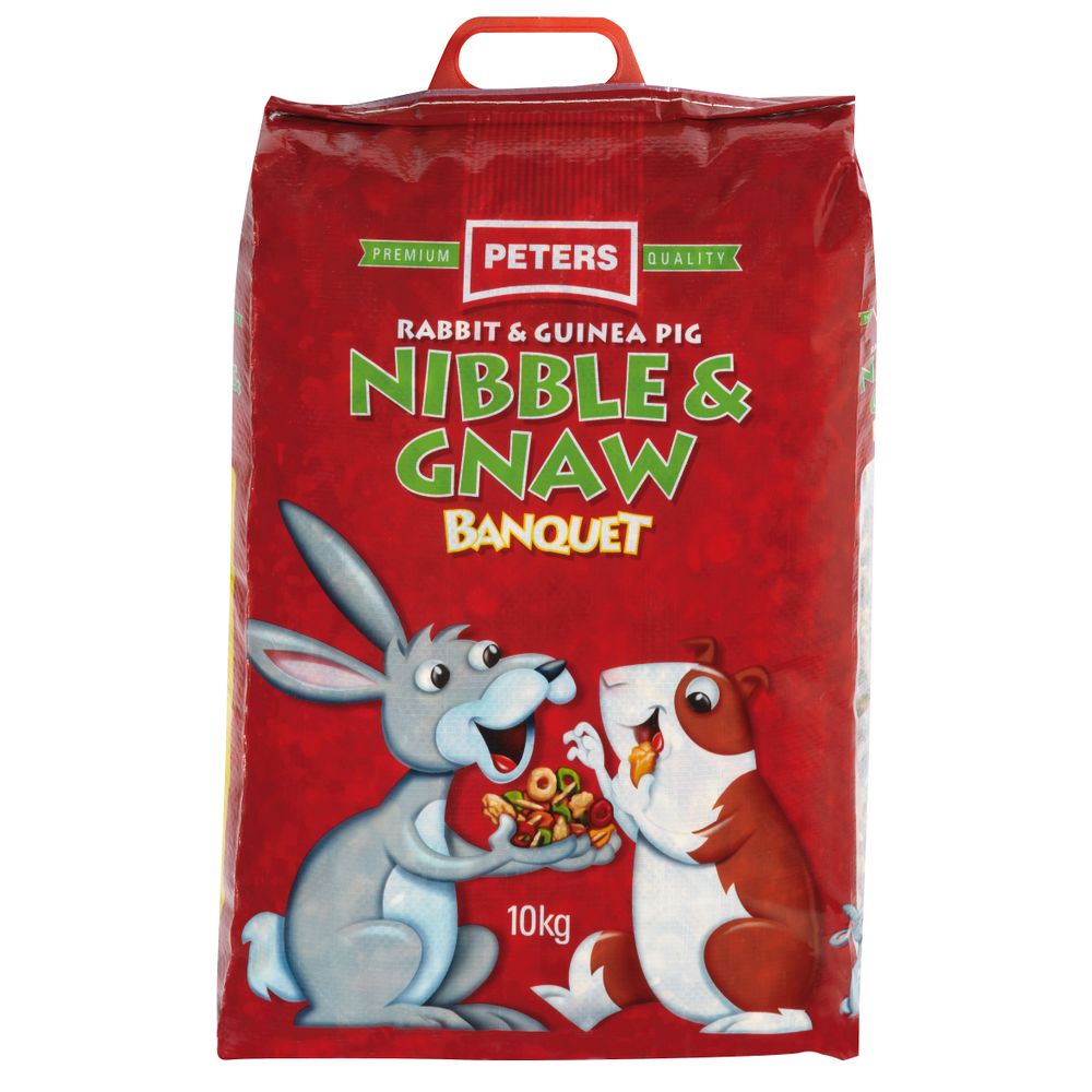 Peters Nibble & Gnaw Rabbit & Guinea Pig Food - 10kg | PeekAPaw Pet Supplies