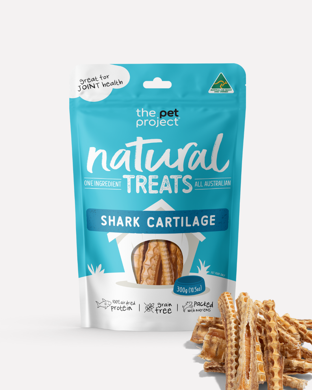The Pet Project Australian Shark Cartilage dog treats 300g – front of pack