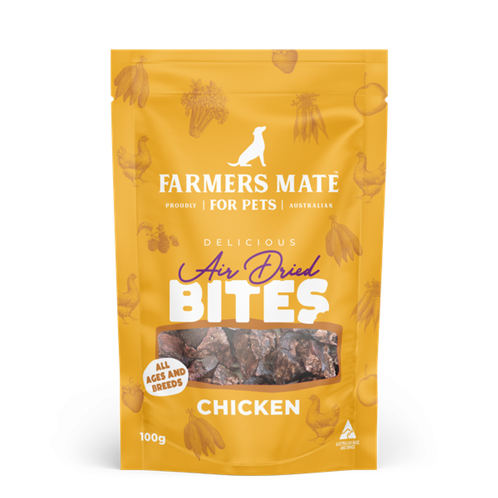 Farmers Mate 4 Pets Chicken Air Dried Dog Treat Bites - 100g