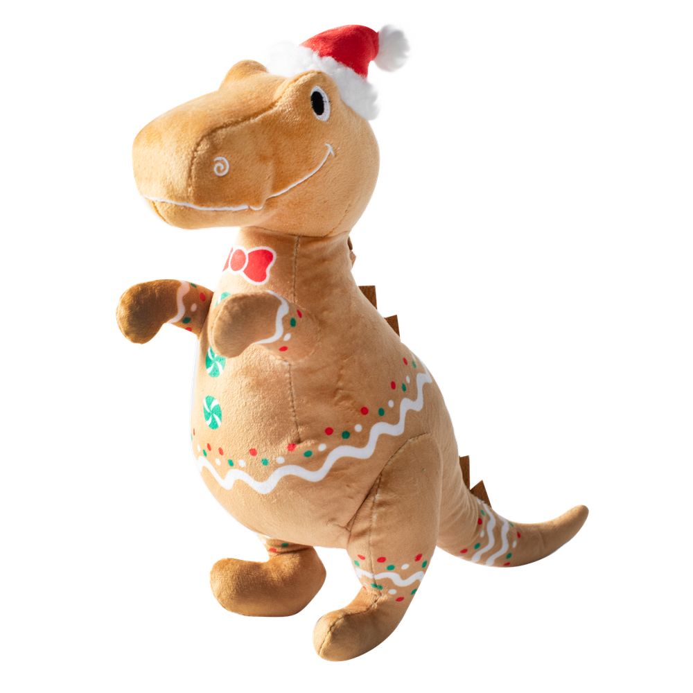 Fringe Studio Christmas Plush Squeaker Dog Toy - Cookie Saurus - Default Title | PeekAPaw Pet Supplies