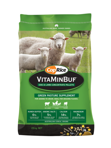 CopRice VitaMin BUF Lamb Green Pasture Livestock Supplement bag, front of pack packshot on white