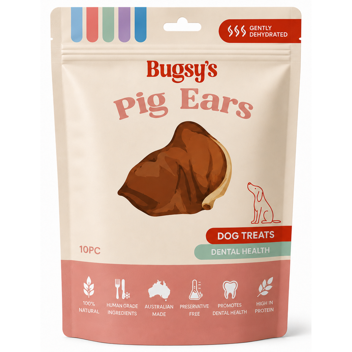 Bugsy's Dehydrated Pig Ears Dog Treats 50 Pack