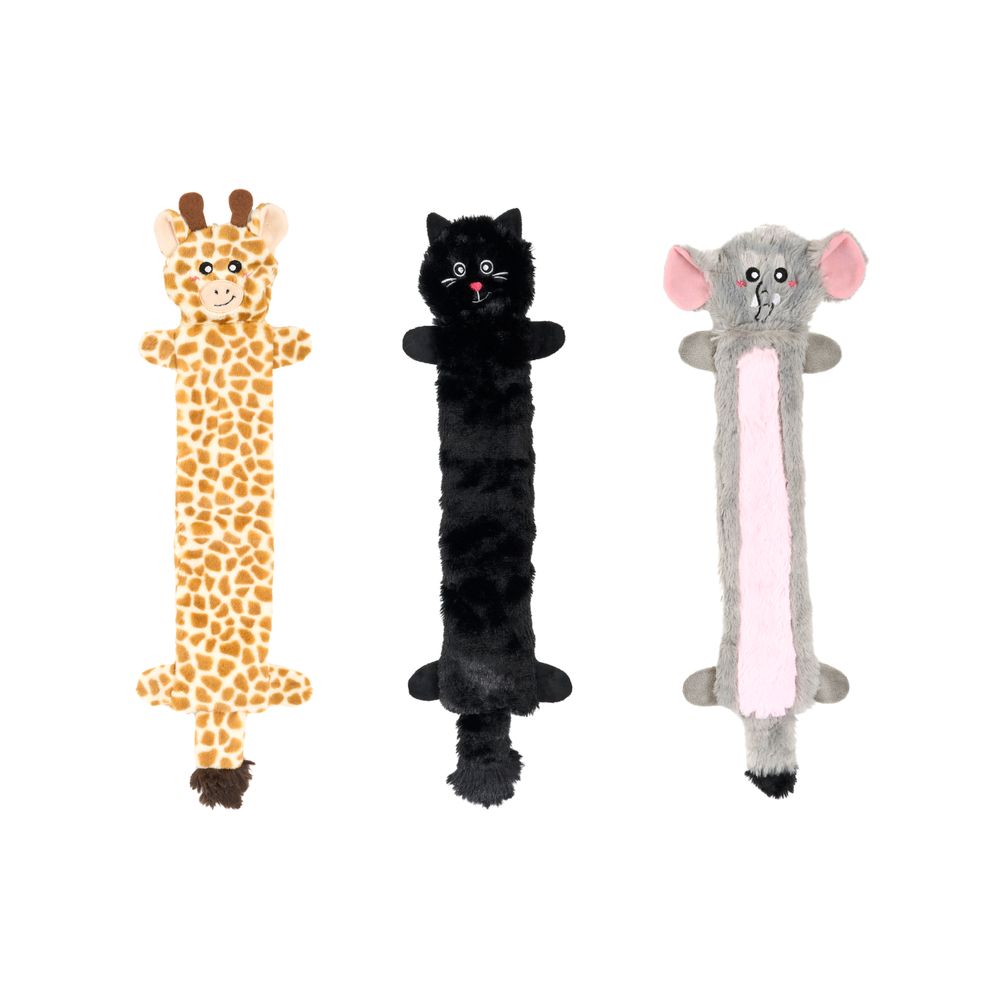 Zippy Paws Skinny Peltz 3-Pack Large Elephant Panther Giraffe Dog Toy