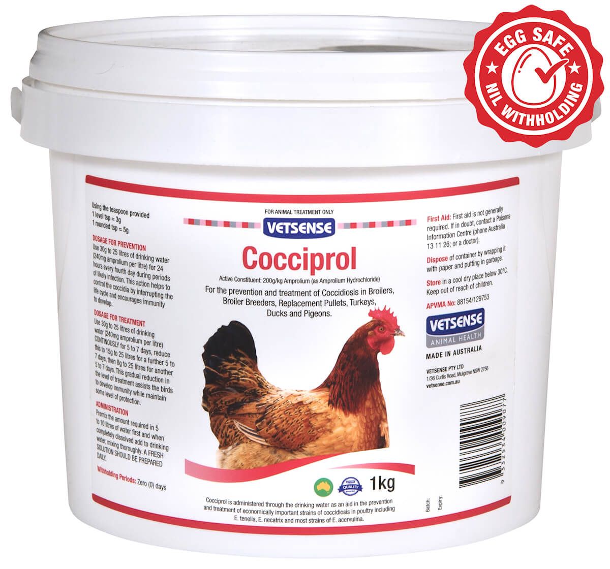 Vetsense Cocciprol Amprolium Poultry Treatment 1kg pack