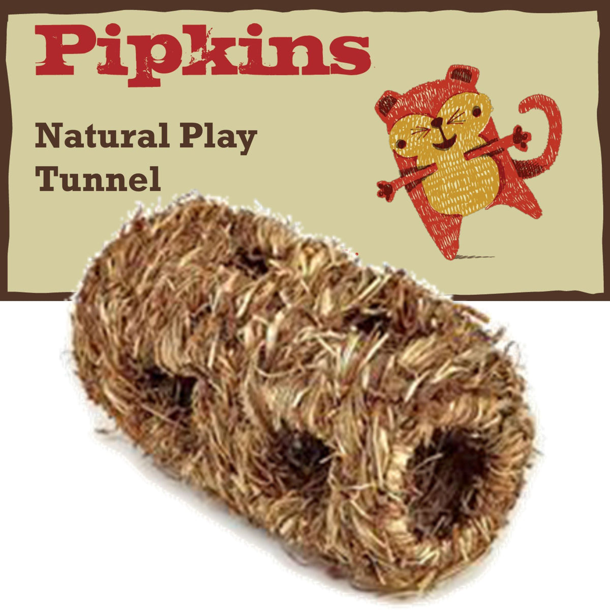 Pipkins Small Pet Grass Tunnel woven grass hideout tunnel