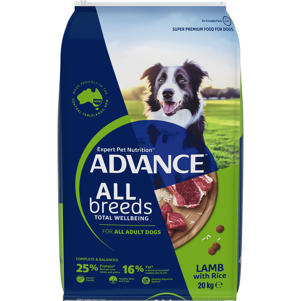 ADVANCE All Breed Adult Dry Dog Food Lamb with Rice - 20kg | PeekAPaw Pet Supplies