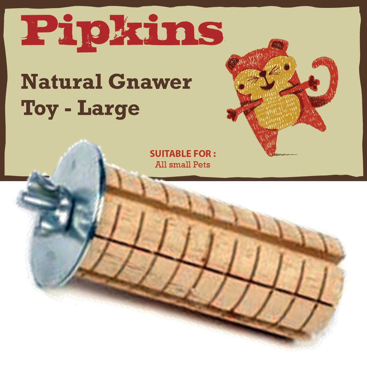 Pipkins Small Pet Natural Gnawer Toy large wooden cage-mounted gnaw
