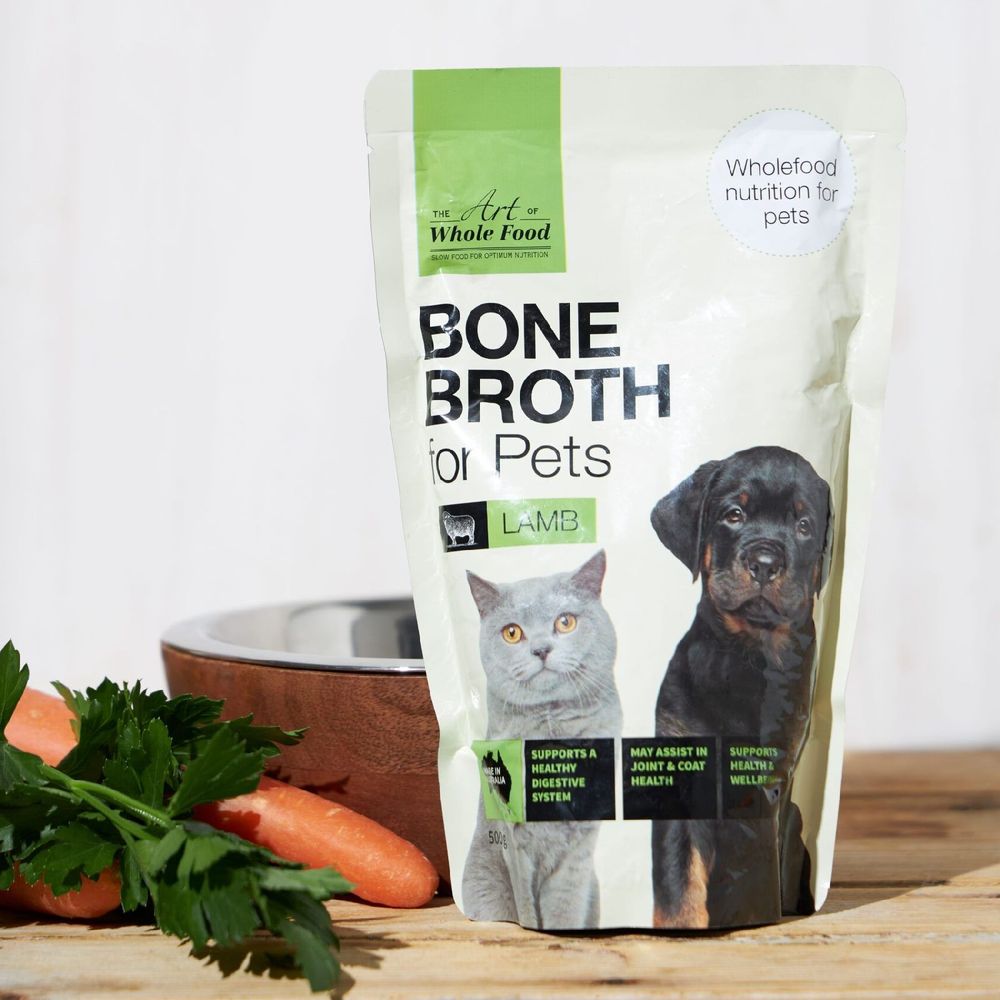 The Art of Whole Food Lamb Bone Broth for Pets - 500g x 8 | PeekAPaw Pet Supplies
