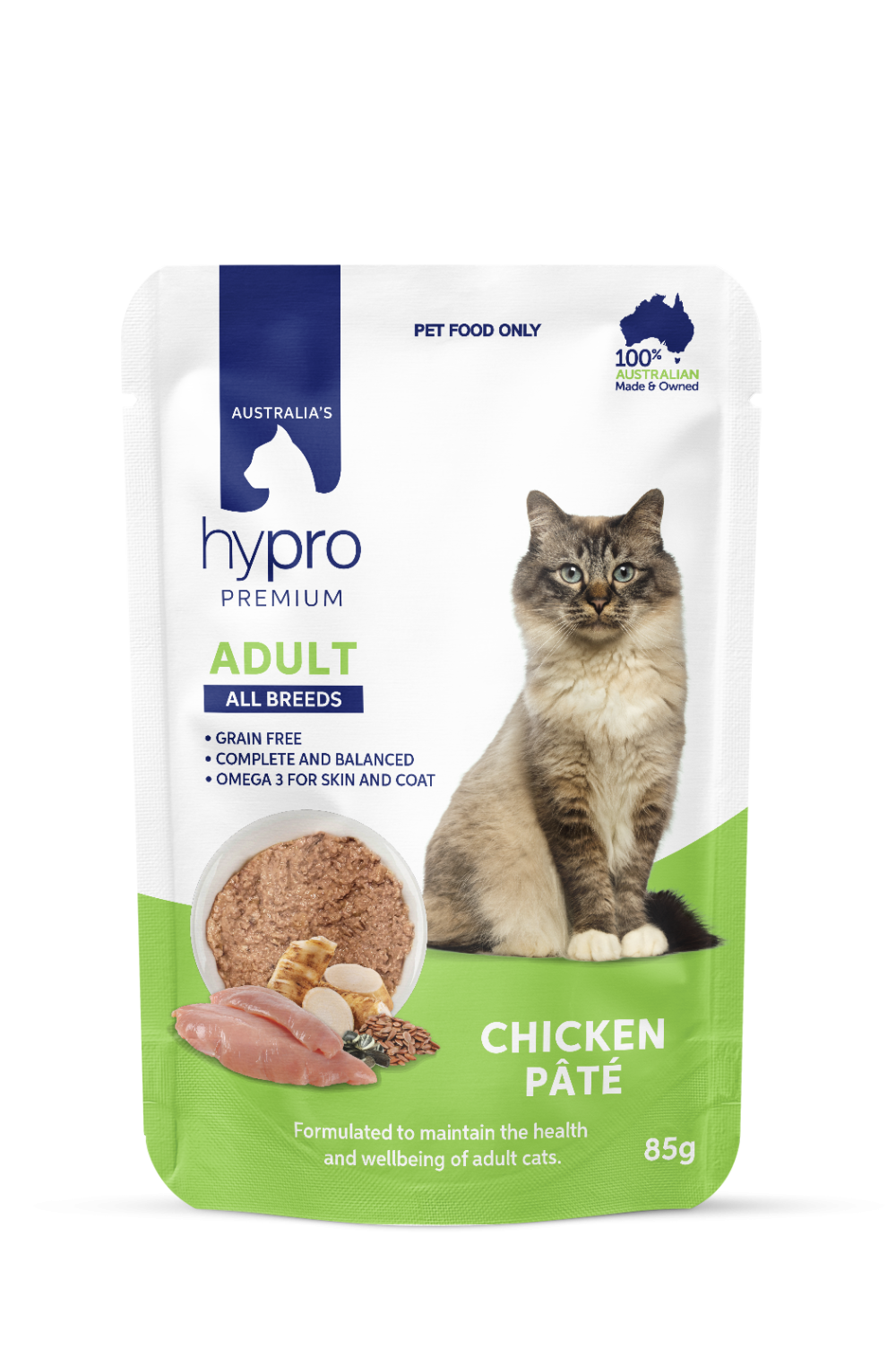Hypro Premium Grain Free Chicken Pate Wet Cat Food pack front