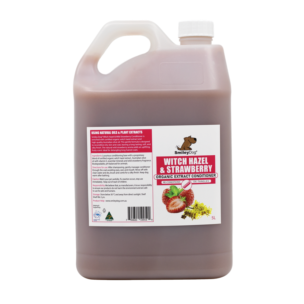 Smiley Dog Witch Hazel & Strawberry Organic Conditioner - 5L | PeekAPaw Pet Supplies