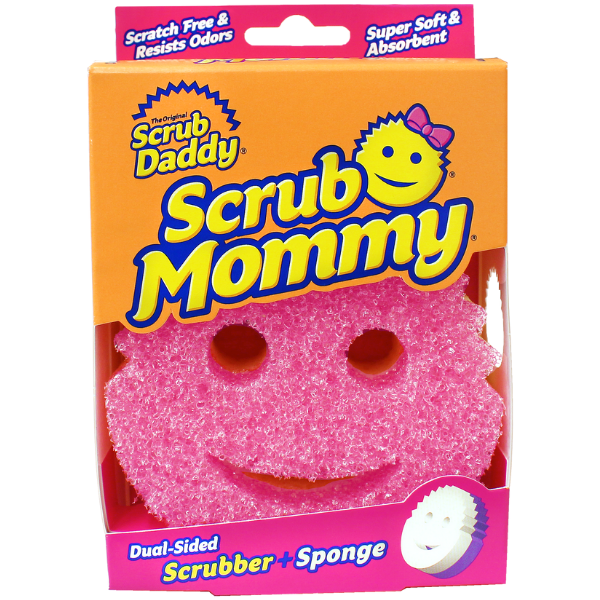 Scrub Mommy pink dual sided cleaning sponge