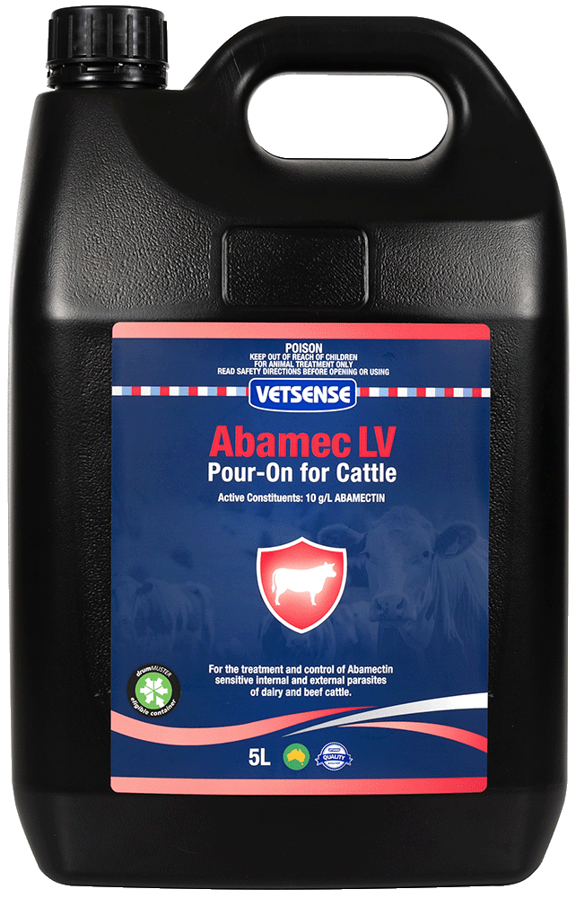 Vetsense Abamec LV Pour-On for Cattle 5L pack