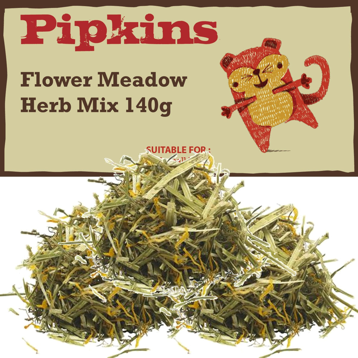 Pipkins Small Pet Flower Meadow Herbs Mix 140g forage tube