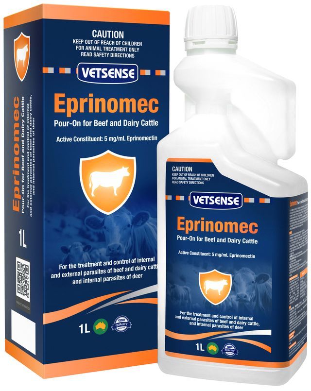 Vetsense Eprinomec Pour-On for Cattle 1L pack