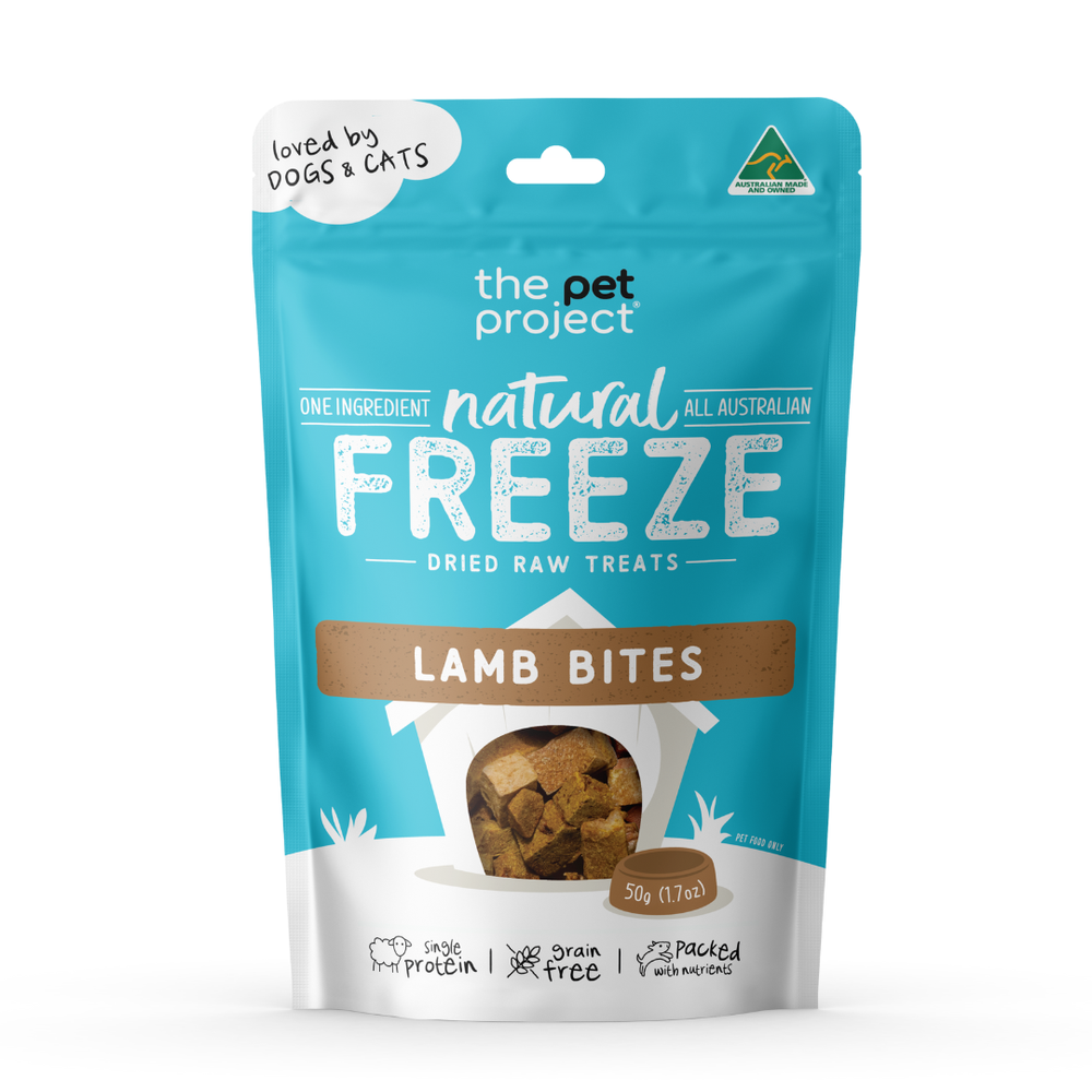 The Pet Project Freeze Dried Dog Treats Lamb Bites - 50g | PeekAPaw Pet Supplies