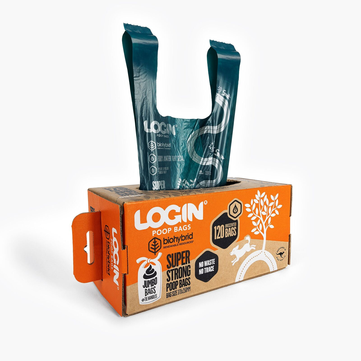 Login BioHybrid poo bags with handle, 120 bags