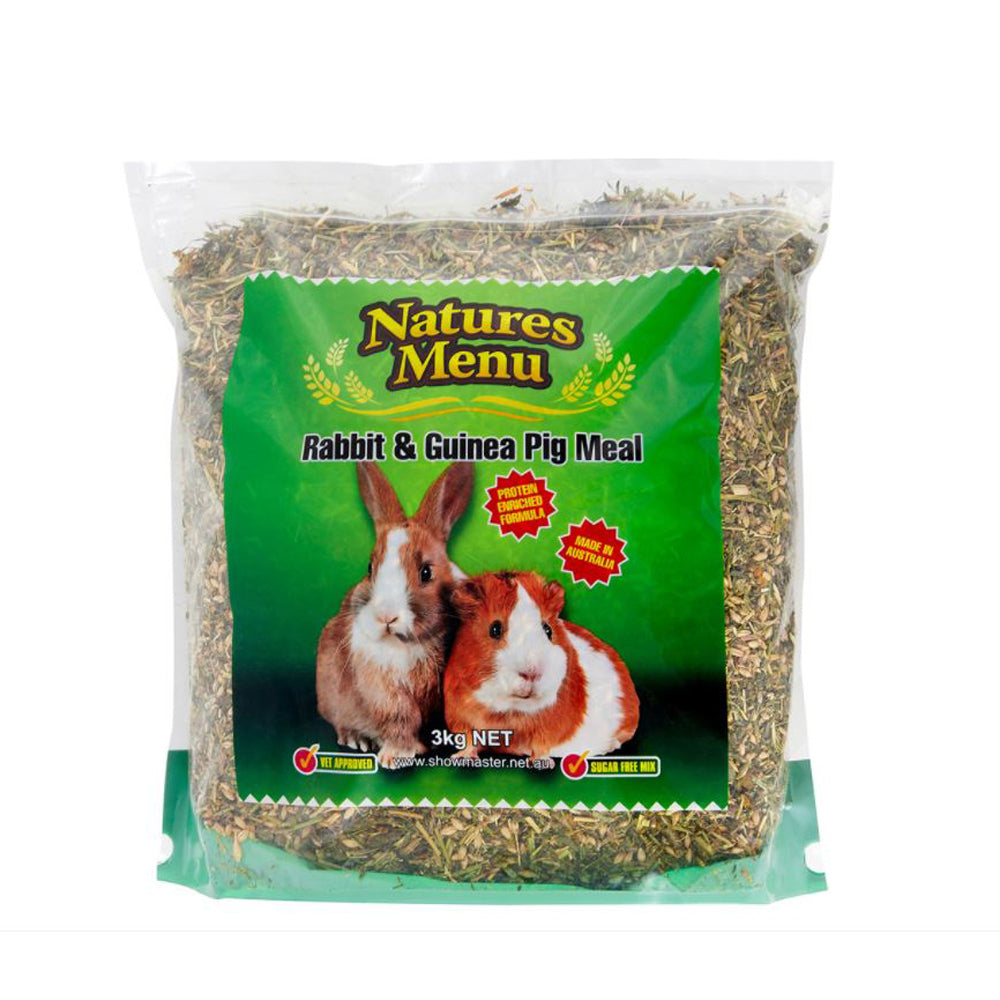 Natures Menu rabbit and guinea pig meal bag, front of pack