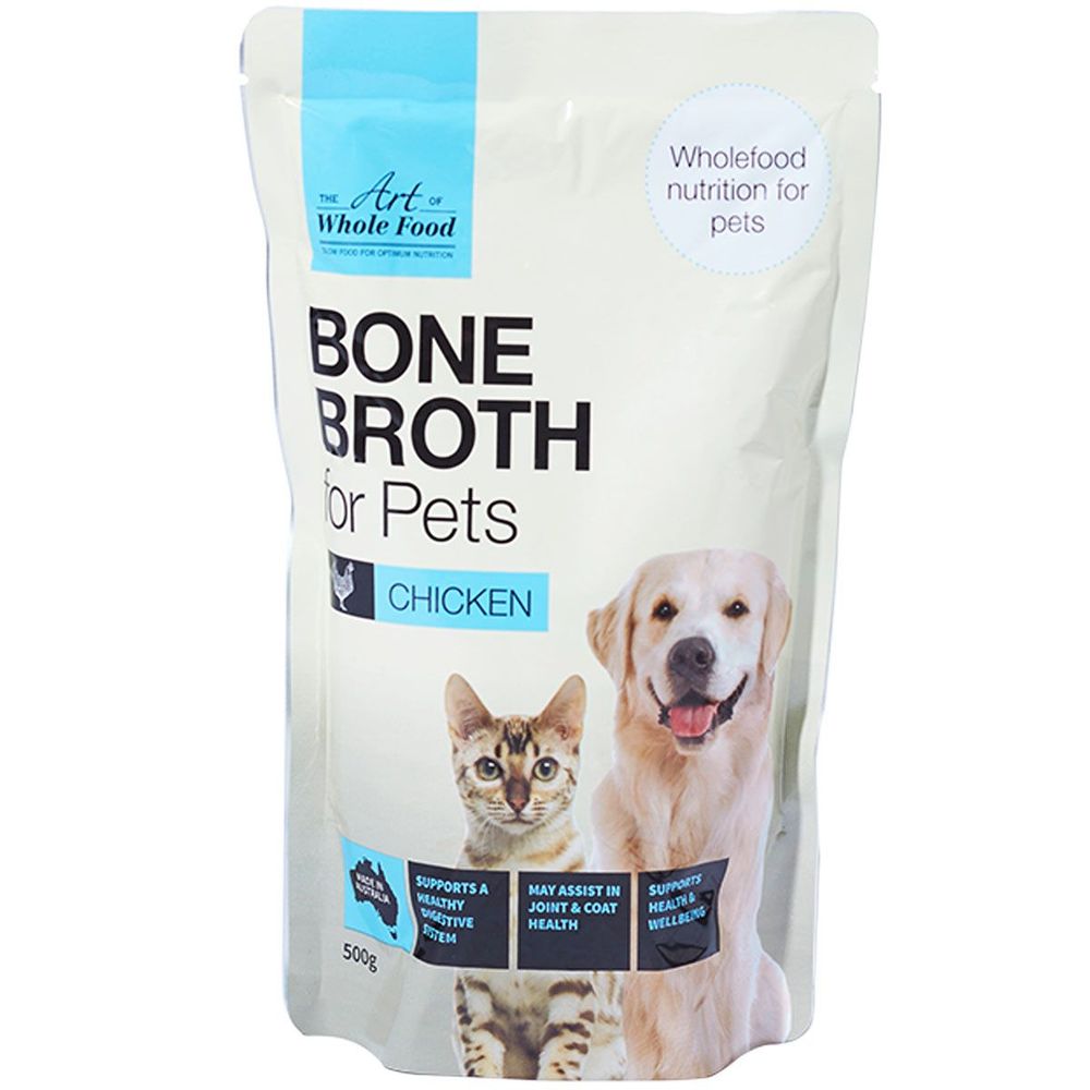 The Art of Whole Food Chicken Bone Broth for Pets - 500g x 8 | PeekAPaw Pet Supplies