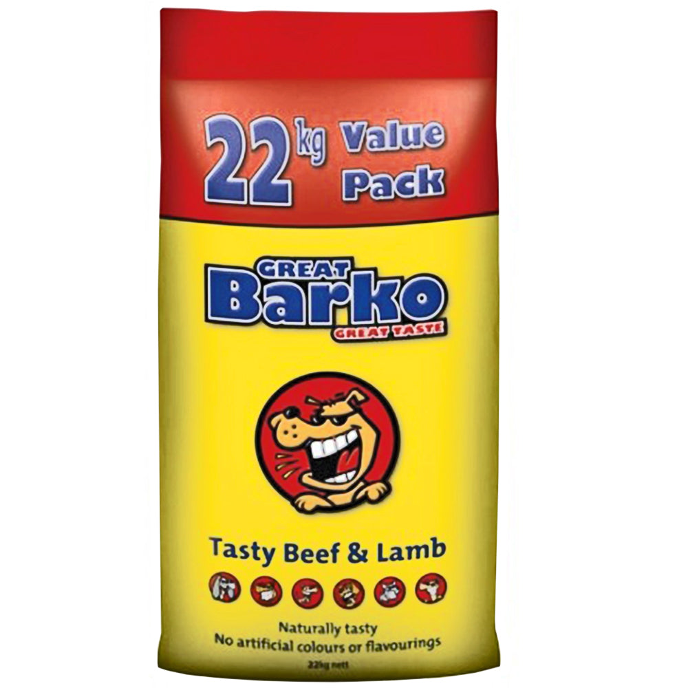 Laucke Mills Great Barko Dry Dog Food bag, front of pack packshot on white
