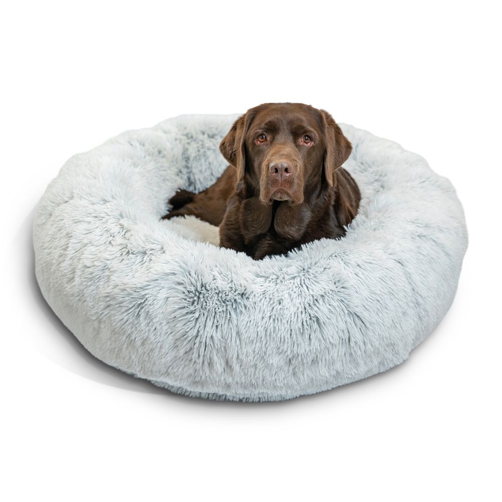 Best Friends by Sheri Original Calming Donut Shag Bed for Dogs and Cats - Large 91cm Frost | PeekAPaw Pet Supplies