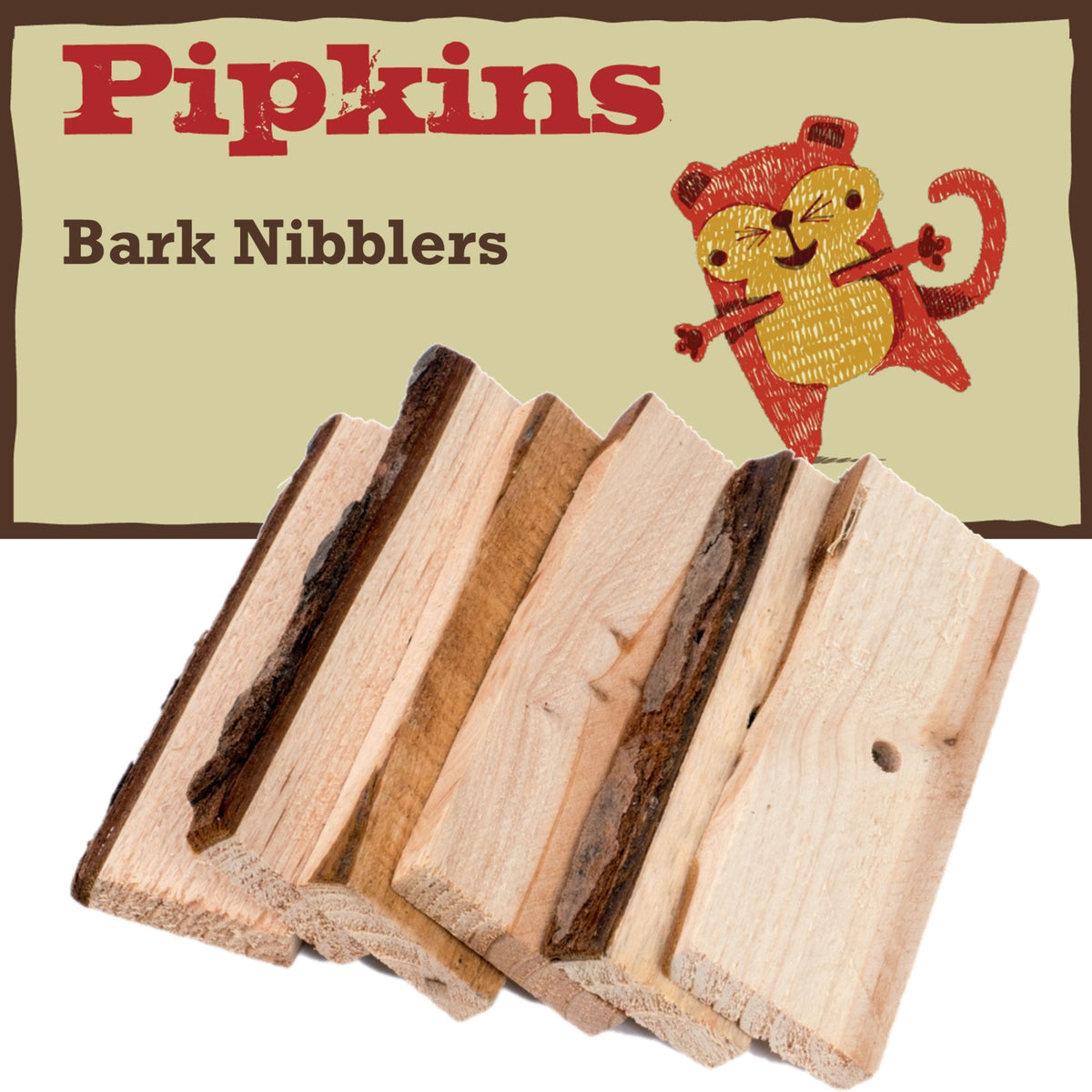 Pipkins Small Pet Bark Nibblers wooden gnawing discs 75g