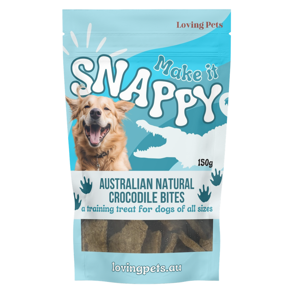 Loving Pets Make it Snappy Crocodile Bites - 150g | PeekAPaw Pet Supplies