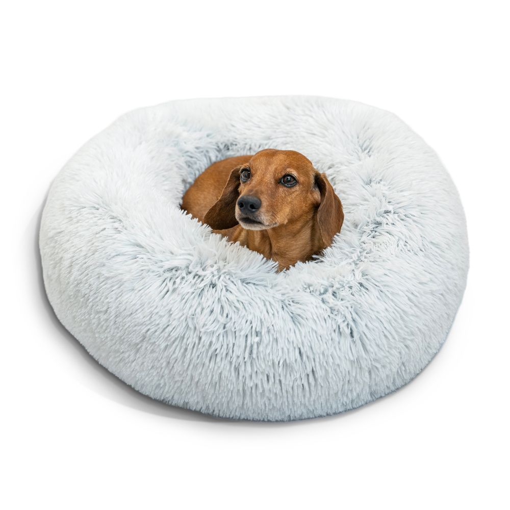Best Friends by Sheri Original Calming Donut Shag Bed for Dogs and Cats - Small 58cm Frost | PeekAPaw Pet Supplies