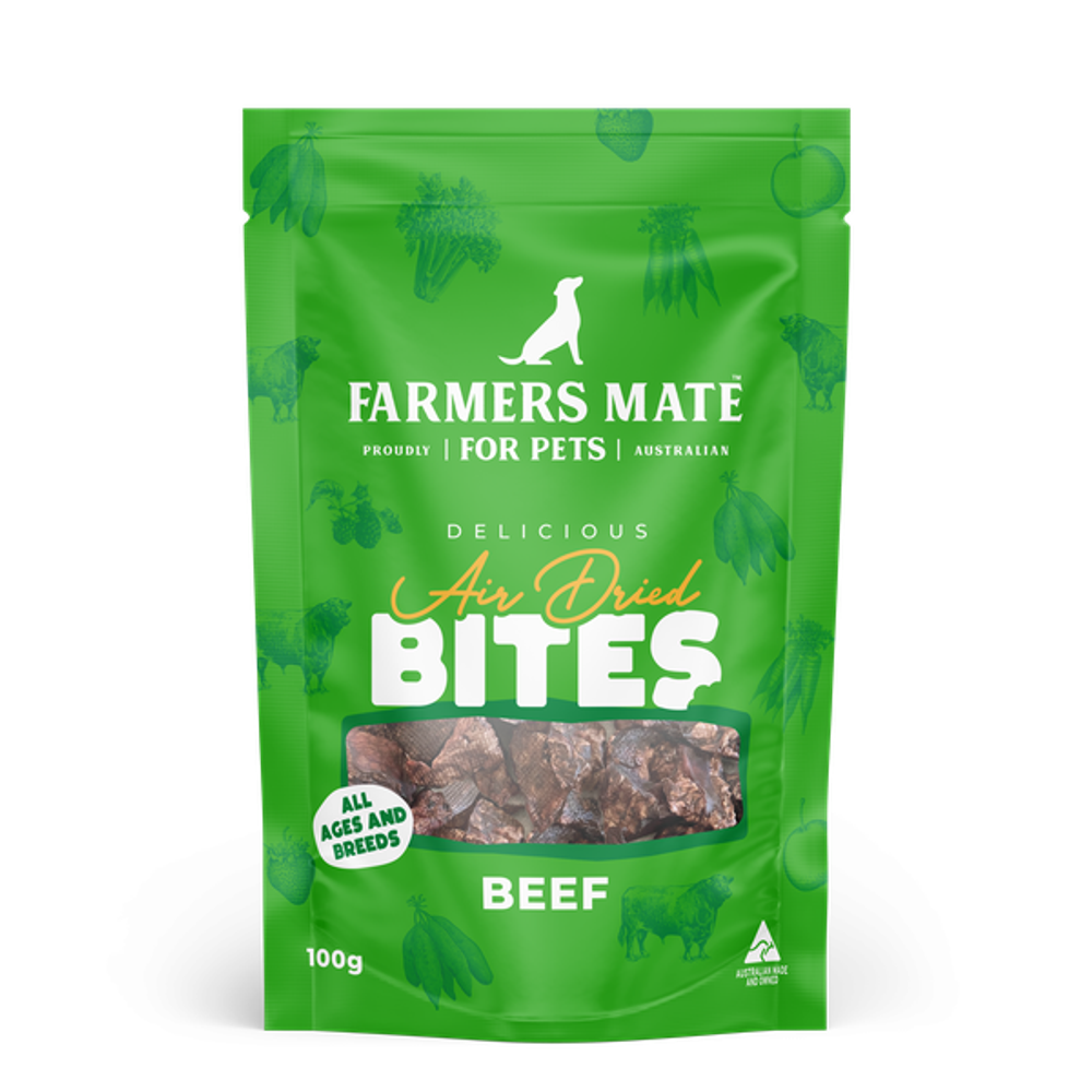 Farmers Mate 4 Pets Beef Air Dried Dog Treat Bites - 100g