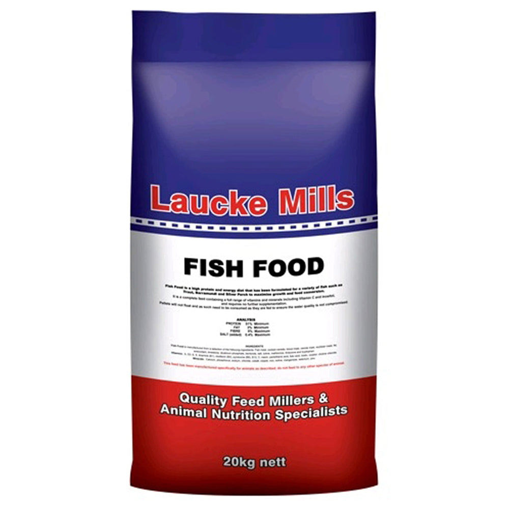 Laucke Mills Fish Food Pellets bag, front of pack packshot on white