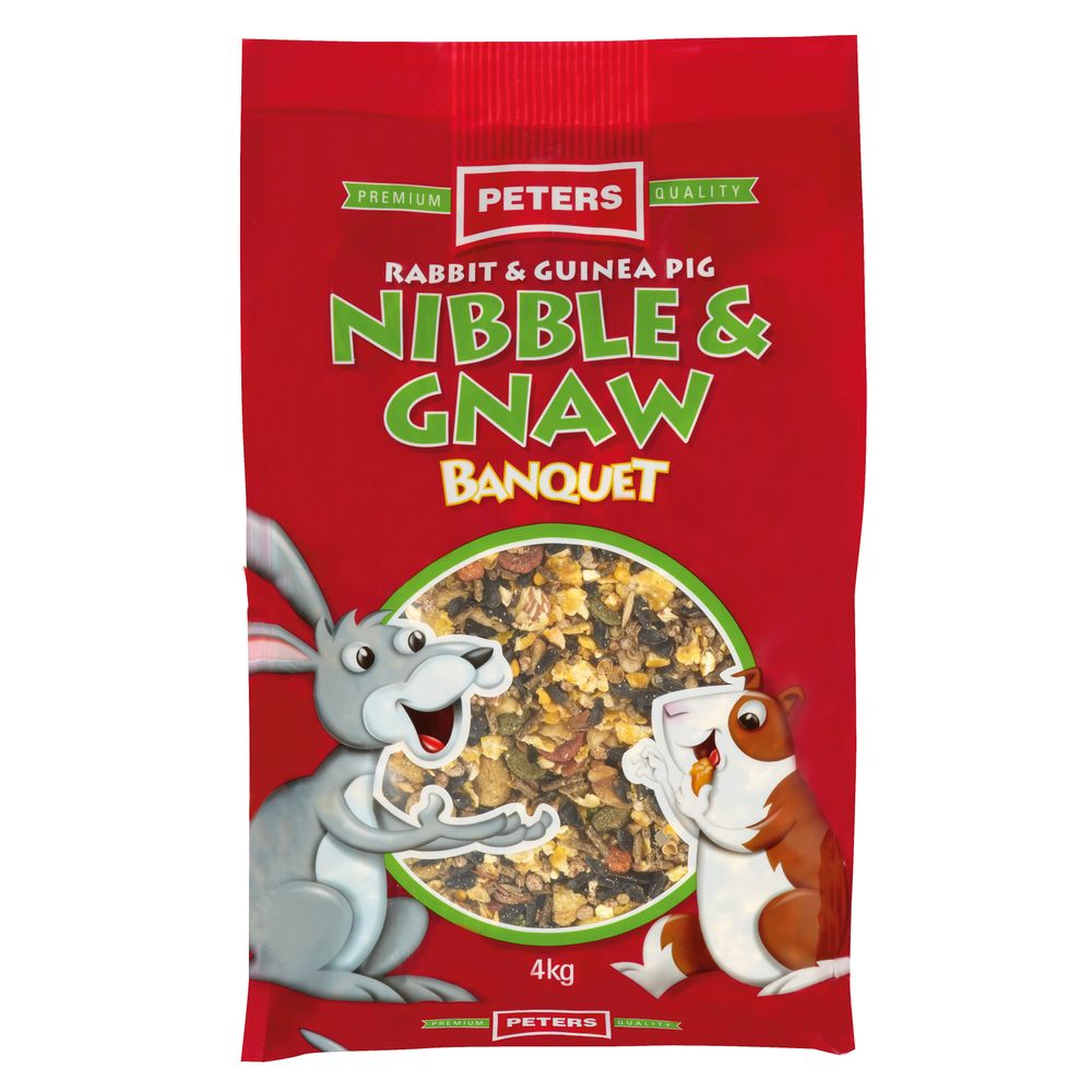 Peters Nibble & Gnaw Rabbit & Guinea Pig Food - 4kg | PeekAPaw Pet Supplies