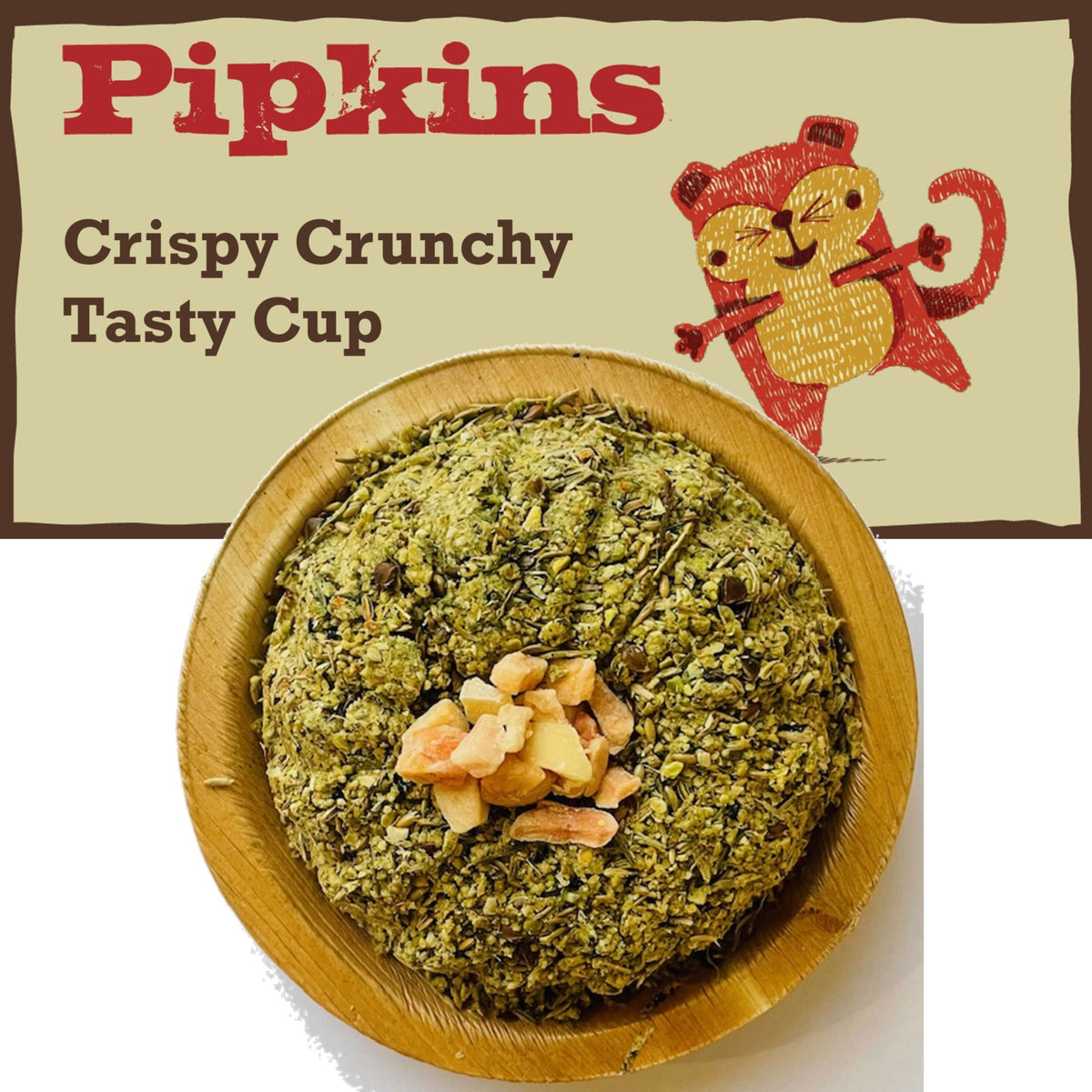 Pipkins Small Pet Crispy Crunchy Tasty Cup edible fruit treat cup 250g