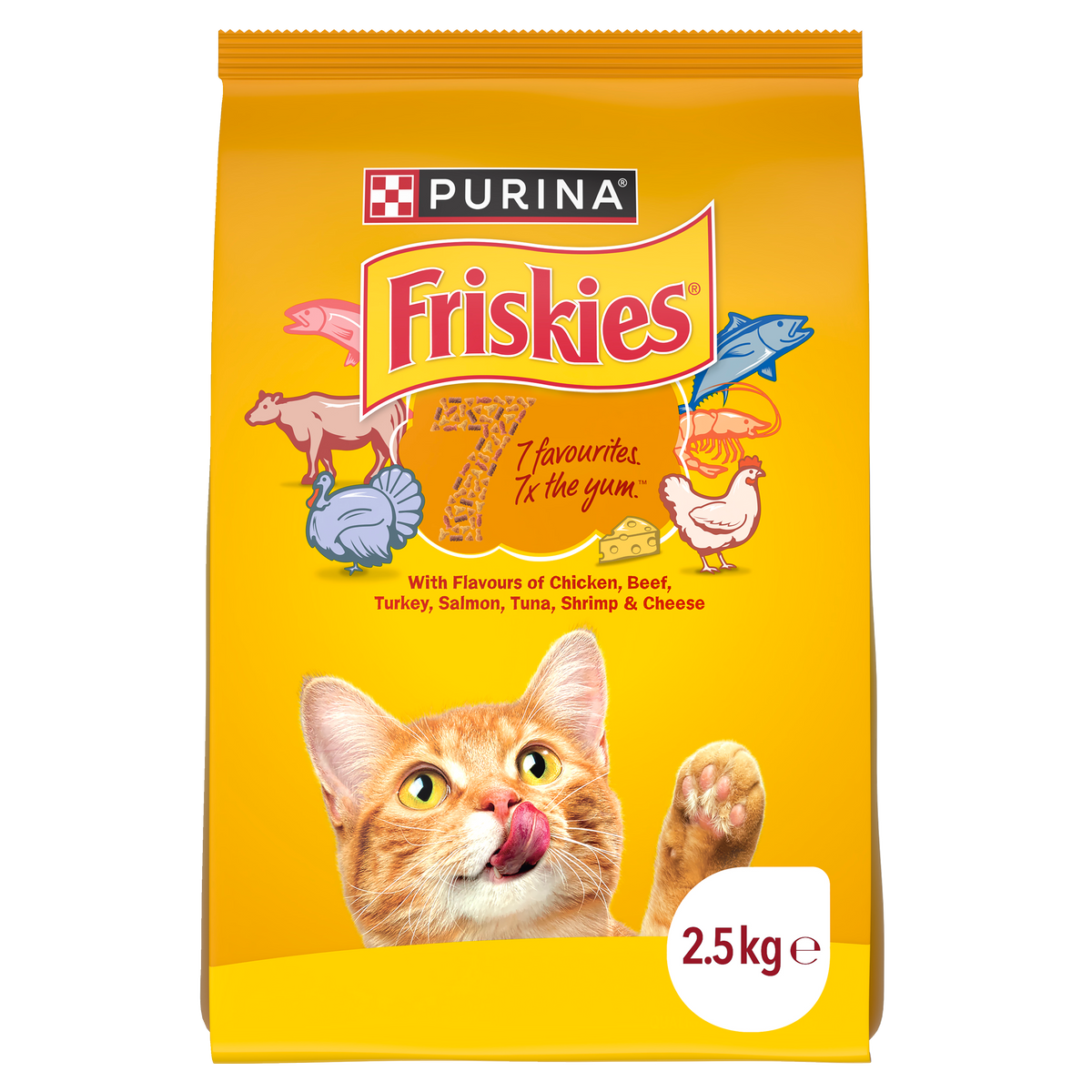 Friskies Adult dry cat food bag front of pack