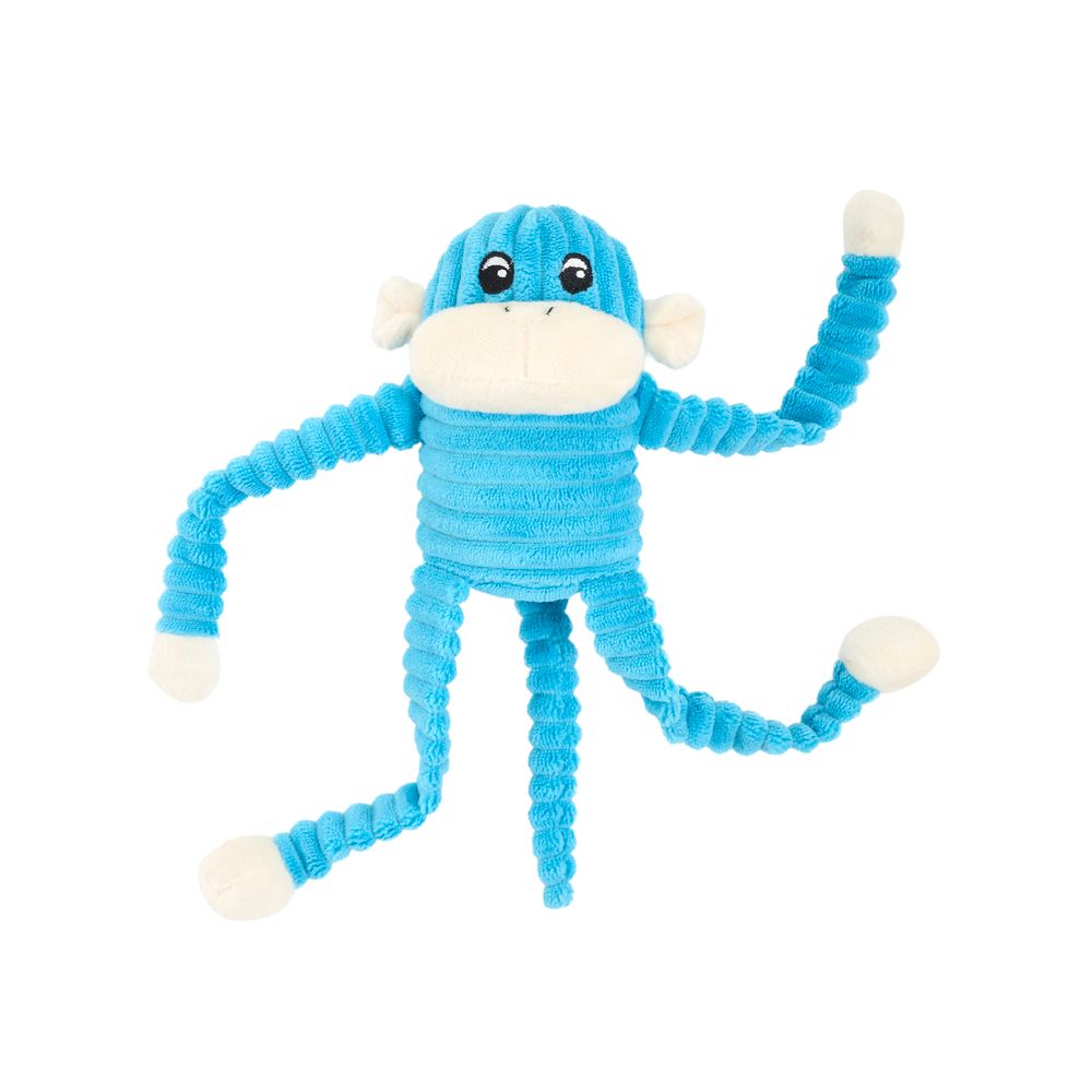 Zippy Paws Crinkle Spencer The Monkey Blue Small Dog Toy