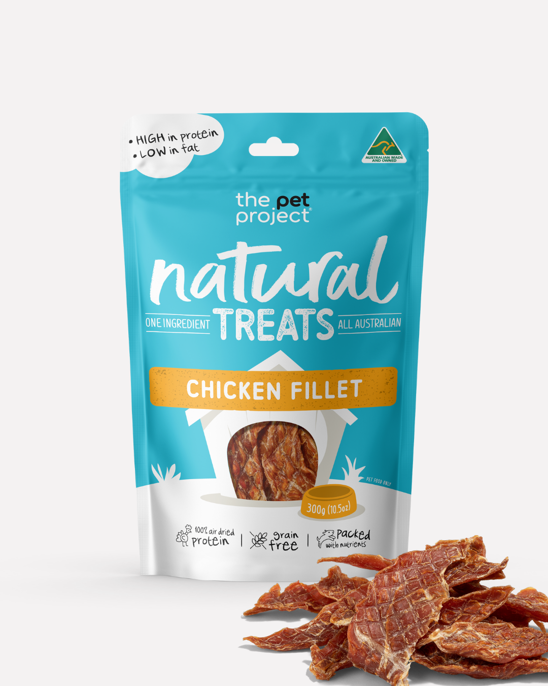 The Pet Project Australian Chicken Fillet treats 300g – front of pack