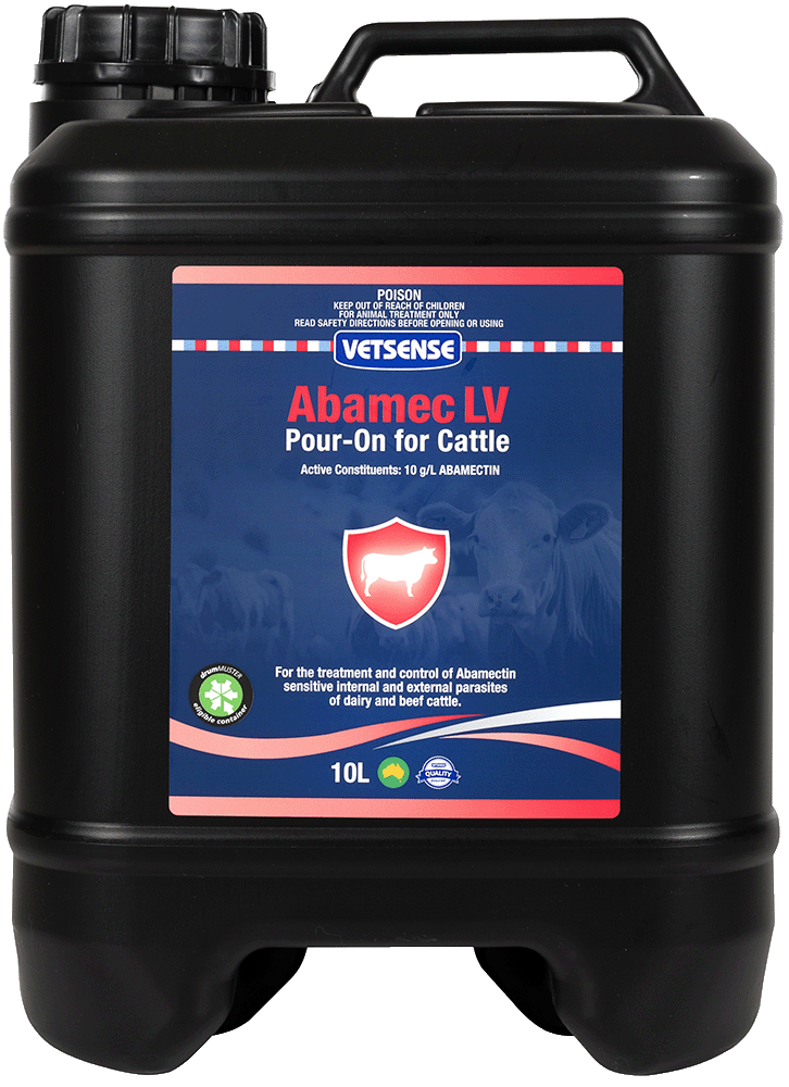 Vetsense Abamec LV Pour-On for Cattle 10L pack