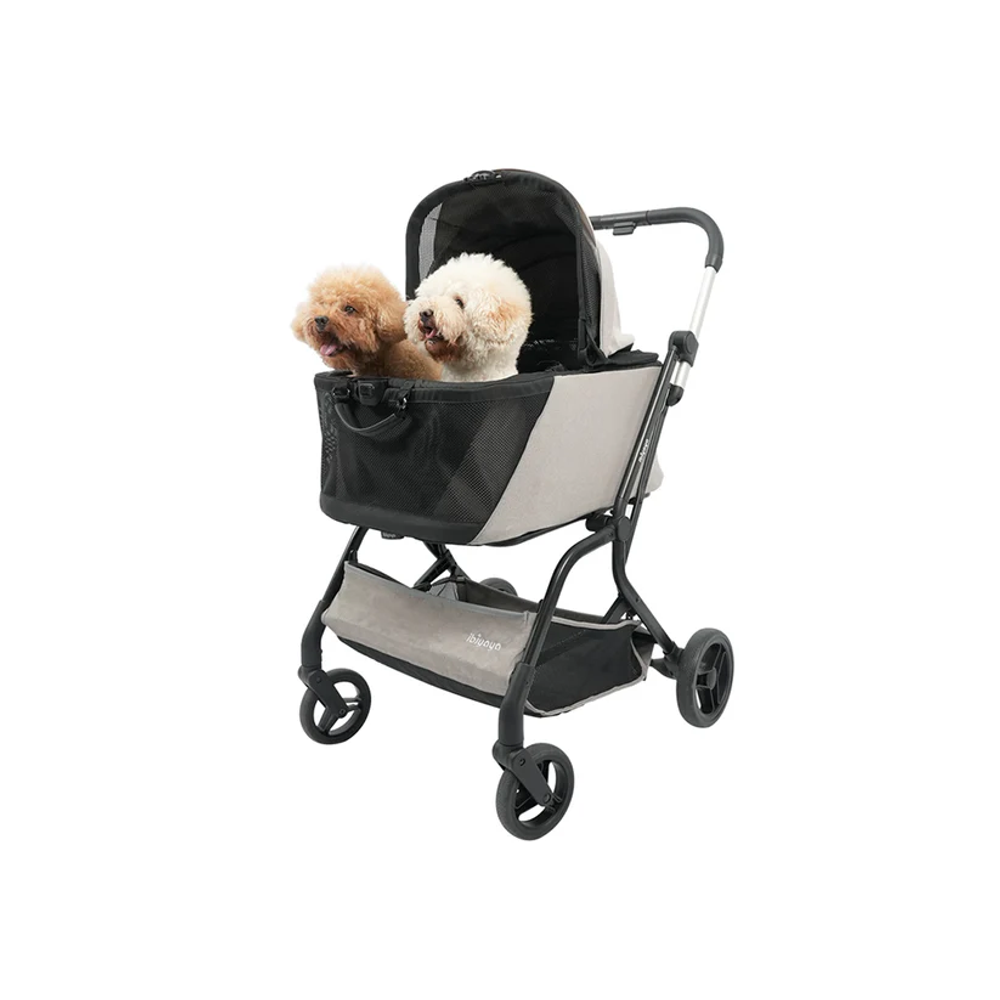 Ibiyaya InstaCollapse Detachable Pet Stroller - Taupe | PeekAPaw Pet Supplies