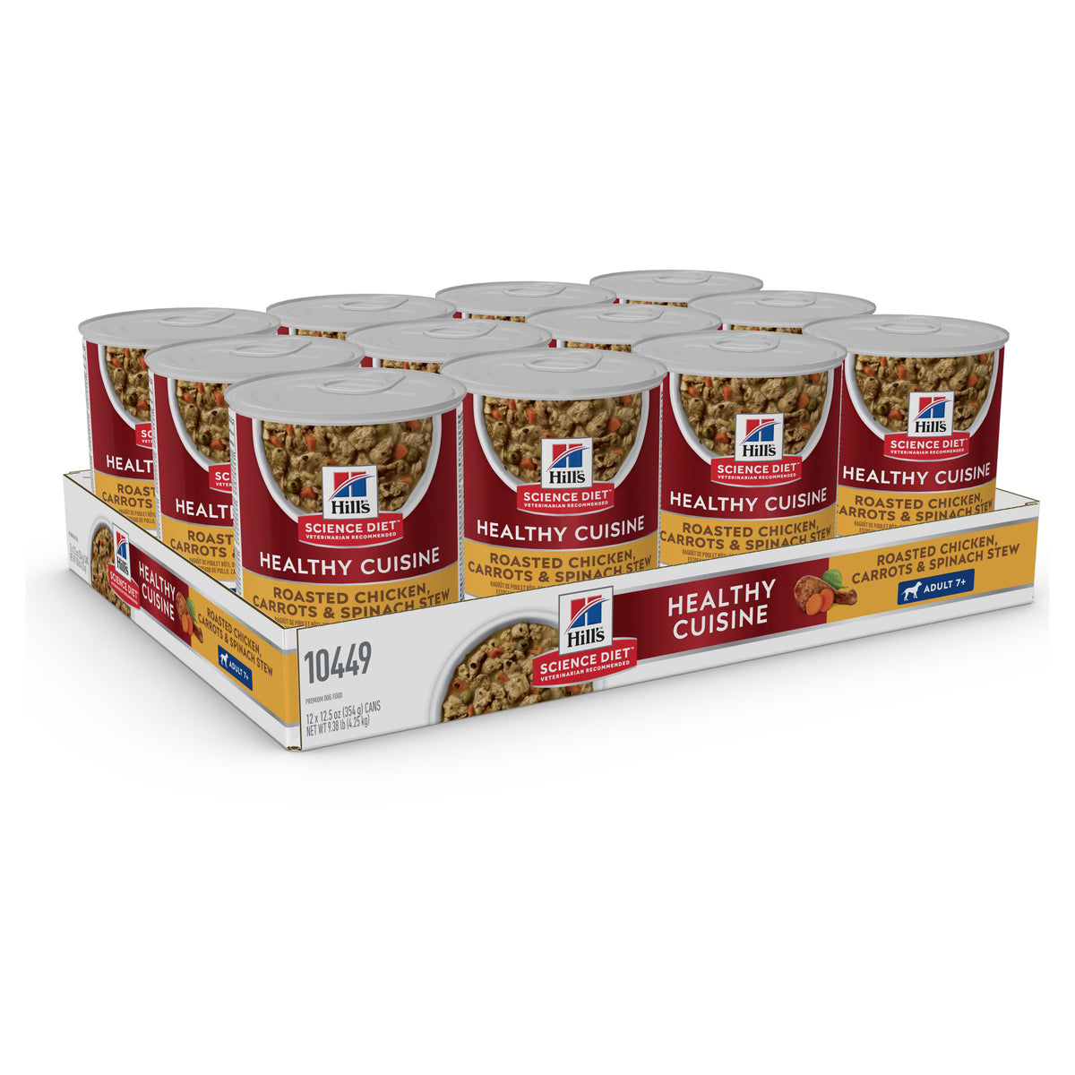 Hill's Science Diet Adult 7+ Healthy Cuisine Roasted Chicken, Carrots & Spinach Stew – tray of 12 cans
