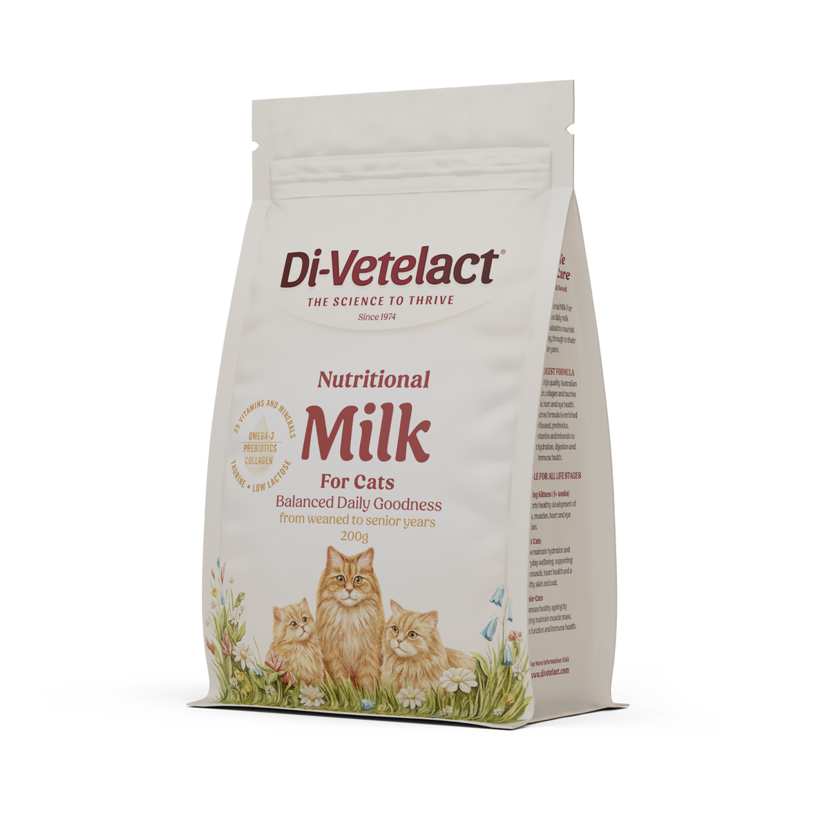 Di-Vetelact Nutritional Milk for Cats 200g pouch front of pack