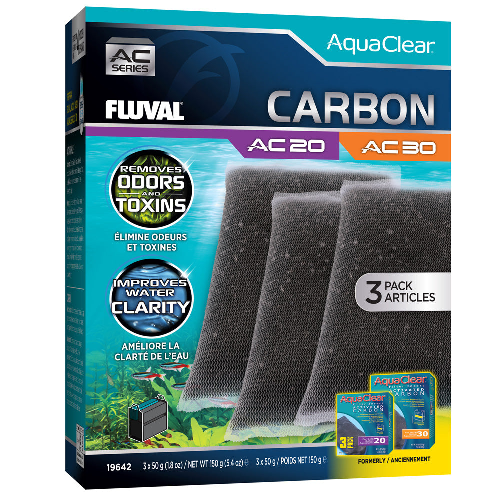 Fluval AquaClear Activated Carbon Insert 3 Pack - AC20 / AC30 | PeekAPaw Pet Supplies